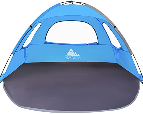NXONE Beach Tent Sun Shelter with UPF 50+ UV Protection, Lightweight Easy Setup Portable Beach Canopy for Family, Large Sp...