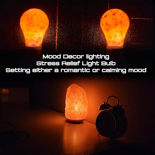 Elmoyle Dimmable Himalayan Salt Lamp LED Light Bulbs, E26 2200K Warm Amber Pink Night Light, 6W Mood Lighting, E26 A60 Sal...