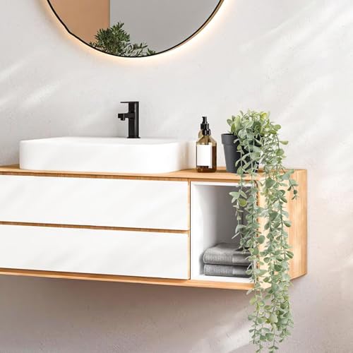 Der Rose 1Pcs Fake Plants Hanging Artificial Potted Faux Eucalyptus Plants for Modern Boho Farmhouse Bathroom Office Desk ...
