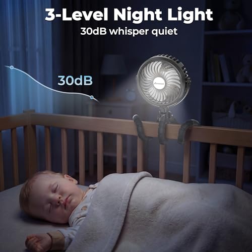 AMACOOL Battery Operated Stroller Fan, Baby Travel Essentials for Beach Disney, Newborn Boy & Girl Showers Gifts Registry ...