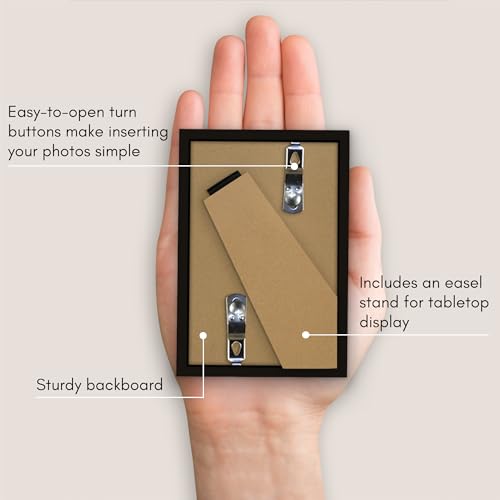 Americanflat 2x3 Picture Frame - Set of 4 - Use as 2x3 Frame for Instant-Print Photos - Black Mini Picture Frames for Tabl...
