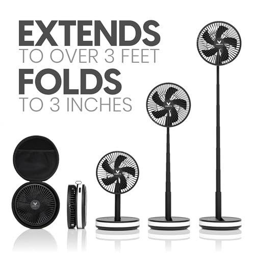 VENTY Portable Fan - Wireless Battery Operated Fan - 4 Speeds - LED Lighting - Carry Case & Remote Control - Cruise Travel...