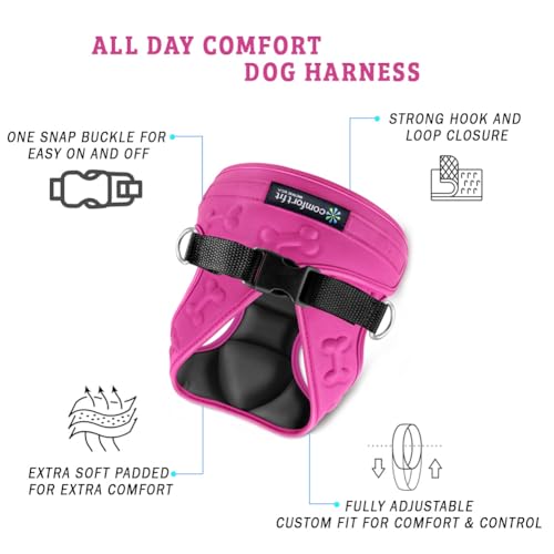 Comfort Fit Dog Harness No Pull No Escape Harness Adjustable Buckles Soft Padded Reflective Choke Step in Dog Vest with Ea...