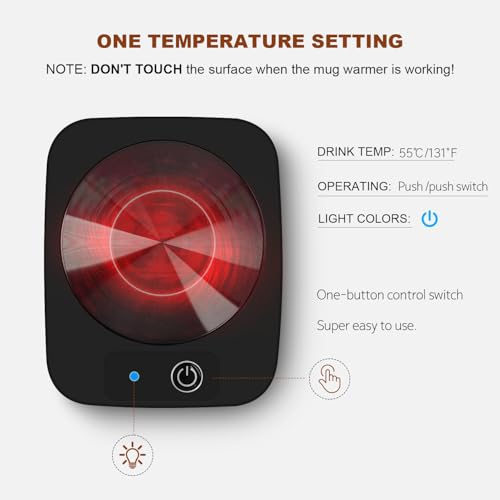 Candle Warmer & Coffee Mug Warmer, Electric Coffee Warmer with Aluminum Metal Panel, 131℉ Beverages Coffee Warmer for Heat...
