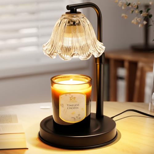 Flower Candle Warmer Lamp with Timer - Adjustable Height Wax Melt Warmer for Scented Jar Candles Light, Women Birthday Gif...