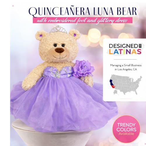 KINNEX COLLECTIONS SINCE 1997 Large 20” Quinceañera Teddy Bear Centerpiece – Elegant Dress, Oversized Keepsake Gift for 15...