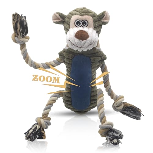 BUYPOW Funny Plush Dog Chew Toys, Squeaky Dog Toys, Interactive Tug of War Puppy Toys, Stuffed Dog Toys for Small, Medium ...
