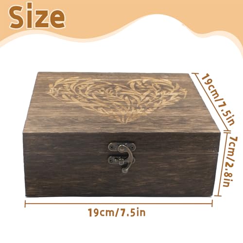 Wooden Memory Keepsake Boxes With Hinged Lids, Floral Heart Engraved Keepsake Boxes, Decorative Storage Box, Memory Box fo...