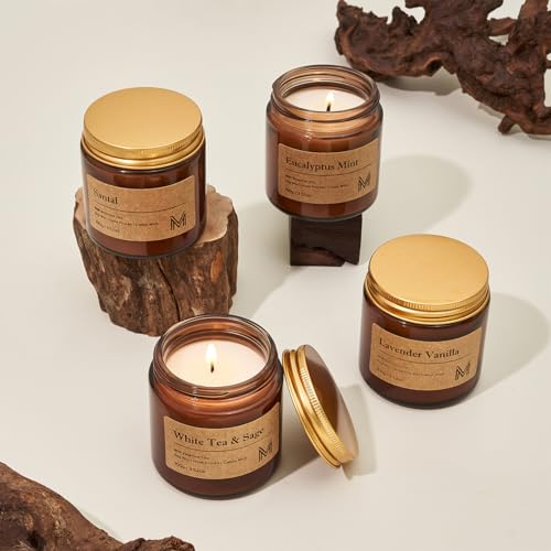 M&SENSE 4 Pack Christmas Candle Gift Set, Aromatherapy Candle Gift for Men and Women, Soy Wax Candles Home Scented, Long L...