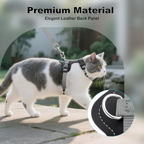 Plutus Pet Adjustable Cat Harness and Leash Set, Quick Release, Escape Proof Nylon Vest with Leather Trim for Kitten, Smal...