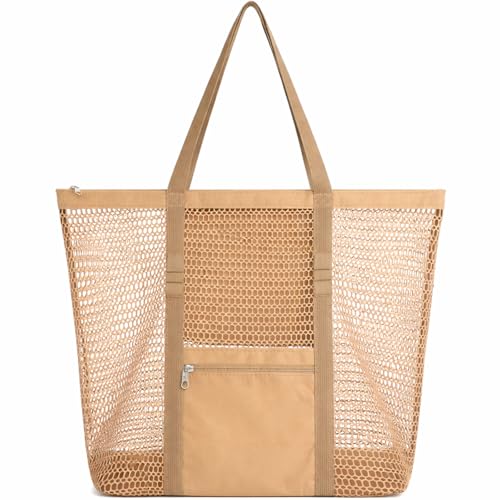Dntorx Women's Mesh Beach Bag, Stylish Beach Tote for Swimming, Travel & Vacation Essentials, Lightweight Design for Poolside