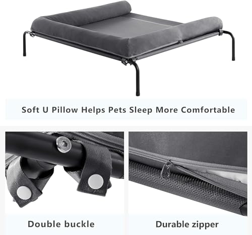 WESTERN HOME Cooling Elevated Dog Bed for Large Dogs, Portable Indoor & Outdoor Raised Dog Bed with Breathable Mesh, Chew ...