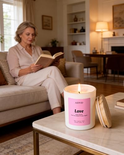 AOOVOO Mothers Day Candles Set for Women - 4 Pack Candles for Home Scented, Aromatherapy Candle with Crystals, Gratitude R...