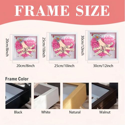 MoonSpy Personalized Flower Shadow Box for Mom Grandma Nana, Custom Family Keepsake with Names, LED Lighted Tabletop or Wa...