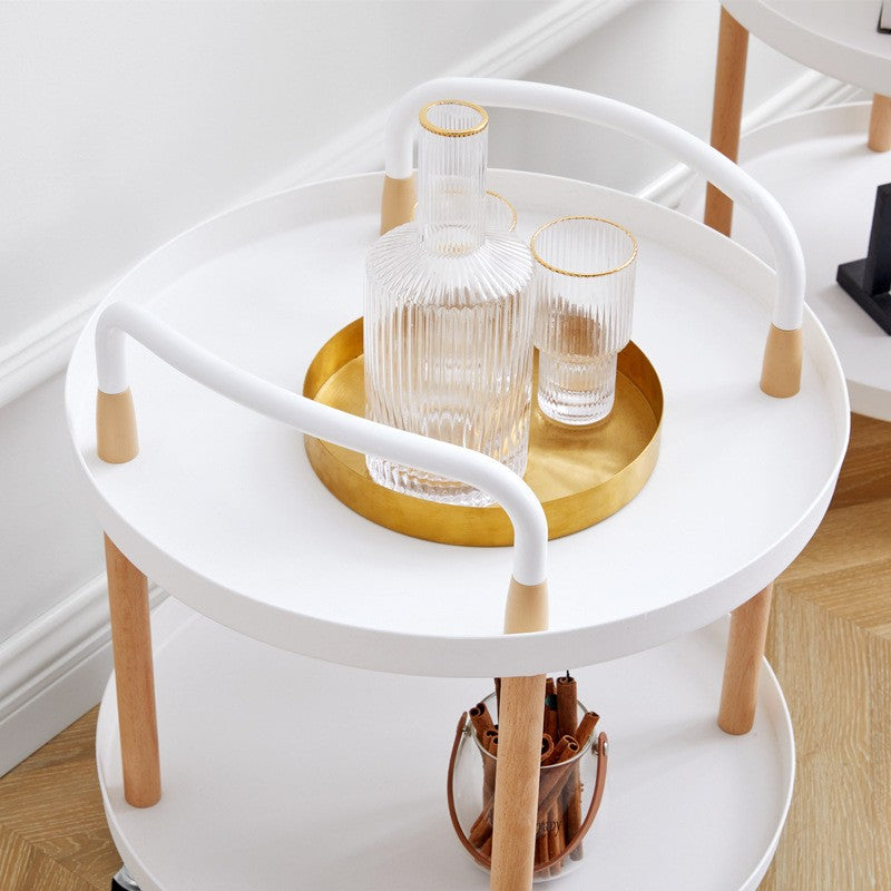 2-Tier Portable Trolley Lounge Dining Kitchen Bedside Balcony Castors Cart White