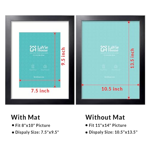 LaVie Home 11x14 Picture Frame, 11 x 14 Frame Display Pictures 8x10 with Mat or 11x14 Without Mat, Stable and Sturdy Black...
