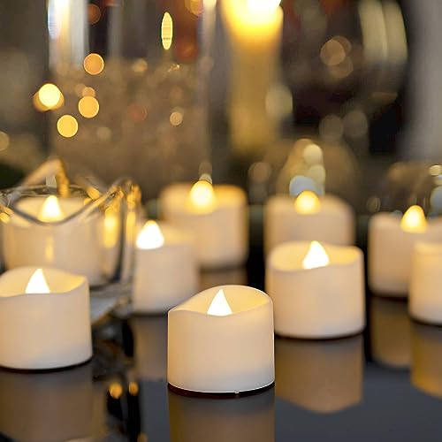 Homemory 48-Pack Novelty Flickering Flameless Tea Lights Candles, 200+Hours Battery-Operated LED Fake Candles for Wedding ...