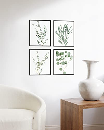 HAUS AND HUES Botanical Plant Wall Art Prints - Set of 4 Plant Decor Prints, Floral Kitchen Pictures, Flower Leaves Wall A...
