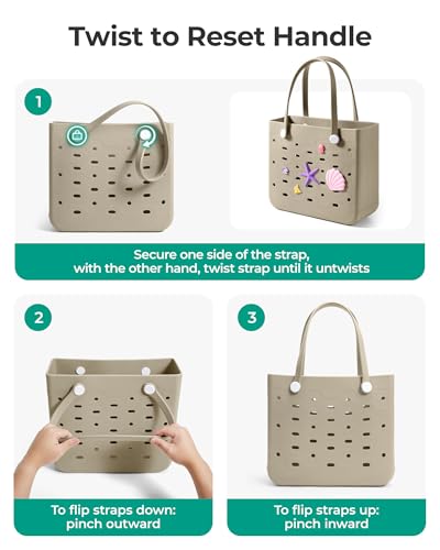 BAGSMART Beach Bag for Women, Water-resistant Rubber Tote Bag, Sandproof Vacation Essentials for Summer Swim Cruise Pool