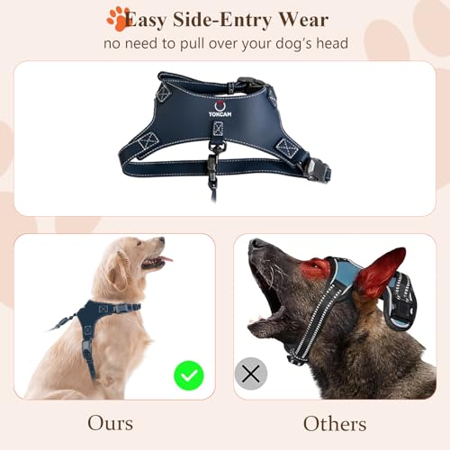 Tokcam Magnetic Puppy Harness and Leash with Quick Release Buckle, Easy On & Off Faux Leather Dog Harness and Leash for Sm...