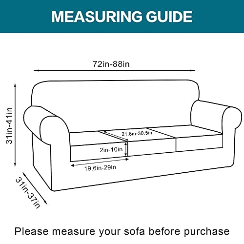 Turquoize 4 Piece Sofa Covers for 3 Cushion Couch Sofa Slipcover Soft Couch Cover for Dogs-Washable Sofa Furniture Covers ...