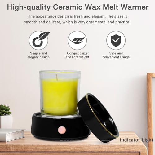 Electric Candle Warmer Ceramic Wax Melt Warmer Burner 3-in-1 Candle Warmer Plate for Scented Wax Jars Home Decor Fragrance...