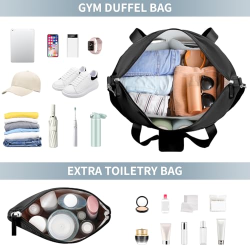 ETRONIK Gym Bag for Women, Personal Item Travel Bag with Shoes Compartment, Weekender Overnight Duffel Bag with Wet Pocke...
