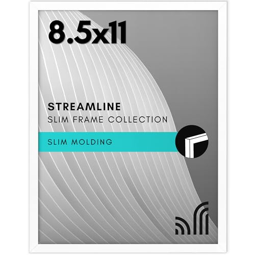 Americanflat 8.5x11 Picture Frame with Shatter-Resistant Glass - Streamline Collection - Thin Border Photo Frame for Table...