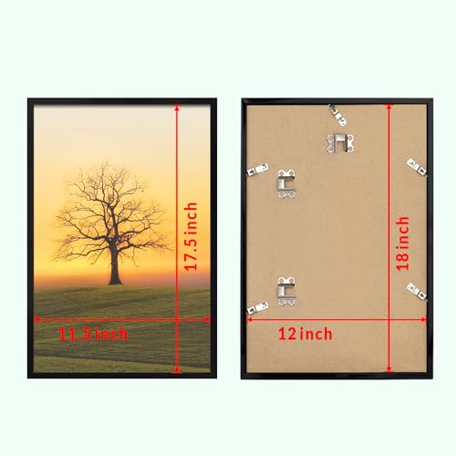 Veleclo 12x18 Picture Frame for Wall Display, 12x18 Black Picture Frame with Shatter Resistant Plexiglass, Stable and Stur...
