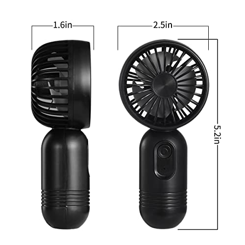 Mini Portable Fan 2 Pack, Cute Handheld Fan Battery Operated Lightweight Small Personal Fan with 3 Speeds and USB Recharge...
