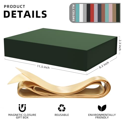 Gift Box with Lids, 11.5 x 8.5 x 2.3 In Magnetic Closure Collapsible Gift Boxes for wraps gifts of T-Shirts, Gloves, Scarv...