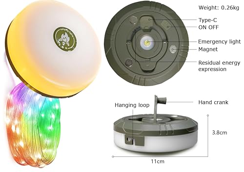 Camping String Lights,Camping Essentials Gear 32.8FT Lamp Lights Waterproof, 4 in 1 Outdoor String Lights with 8 Modes for...