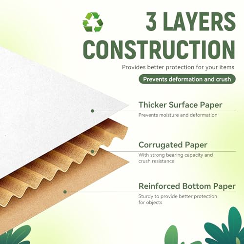 12"x9"x3" Shipping Boxes Set of 5, White Corrugated Cardboard Box Literature Mailer
