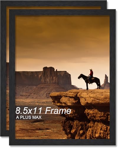 A PLUS MAX 8.5x11 Picture Frame Set of 2, Black Engineered Wood Frame for 8.5 x 11 Inch Picture Poster Photo, Light Weight...