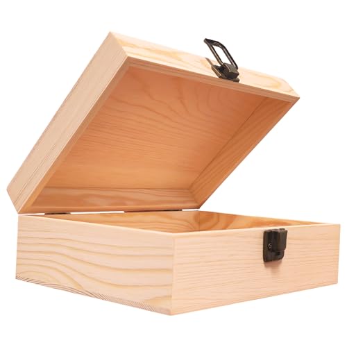 LuckyZoo77 Wooden Box 8.26x6x3 Inch – Small Natural Wood Box for Crafts and Storage, Unfinished Wood Box for DIY Decoratio...