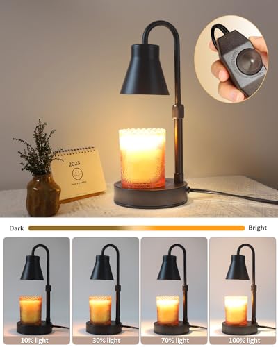 Elenhome Candle Warmer Lamp with Adjustable Height, Stepless Dimming Function-Home Decor Lamp, Metal Candle Lamp for Jar C...