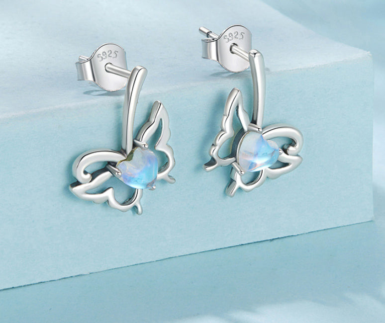 Original Smart Moonstone Butterfly Studs Female Mori Style