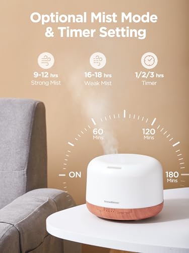 InnoGear 500ml Essential Oil Diffuser with Remote Control, Premium Ultrasonic Aromatherapy Diffusers Scent Humidifier Vapo...