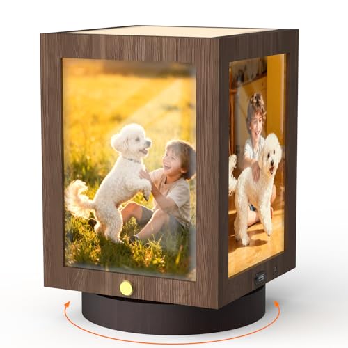 Mixoo 4x6 Picture Frame Light , Vintage Rotating Photo Frame Tabletop Lamp, Touch Desk Lamp for Bedroom Bedside, Table lam...