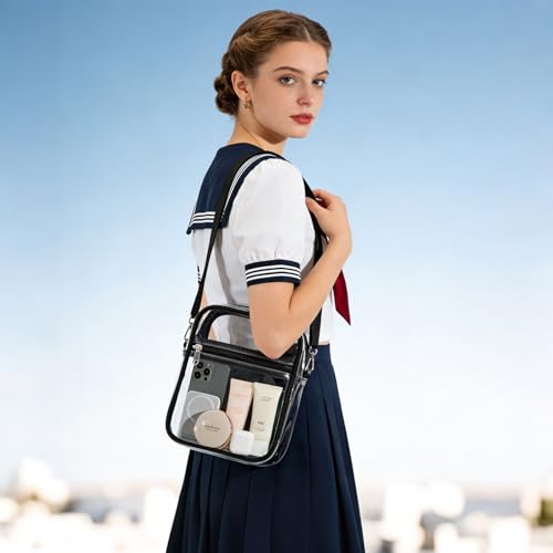 Clear Crossbody Bag - Waterproof Clear Tote Bag, Lightweight 0.3mm PVC Transparent Bag