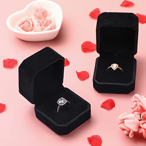 Junkin 24 Pieces Velvet Ring Boxes Bulk Earring Jewelry Display Box Ring Case for Wedding Engagement Birthday Proposal and...