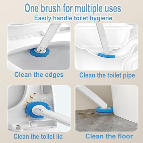 Ucaimao 2 Pack Disposable Toilet Brush and Holder Set,Extended Handle with 48 Cleaner Refills Toilet Brush for Toilet Bowl...