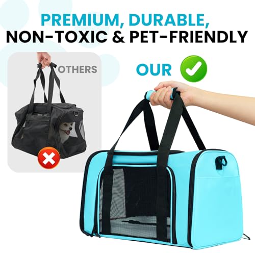 LOWIPARR Soft-Sided Cat Carrier Expandable Pet Carrier Airline Approved Mesh Travel Carrier Up to 15lbs for Cats Small Dog...