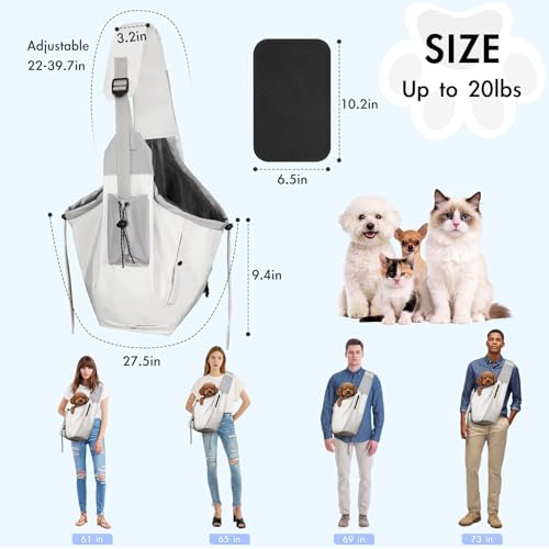 Creproly Dog Carrier Sling, Dog Carriers for Small Dogs & Cats with Pockets, Puppy Carrier Sling 20 lbs Machine Washable, ...