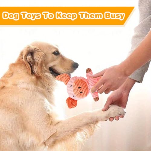 MRSOHRET 5 Pack Squeaky Dog Toys, Tough Stuffed Plush Puppy Tough Chew Toys, Durable Plush Animal Dog Toy for Large Small ...