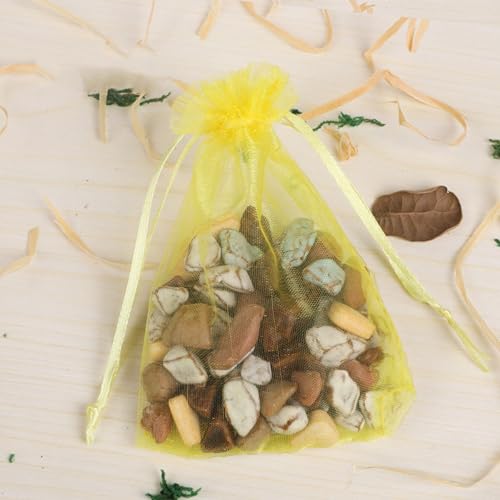 100 Count 5x7 inch Organza Gift Wrap Bags Yellow for Baby Shower,Christmas,Party Favors,Kids Birthday,Wedding,Bridal Showe...