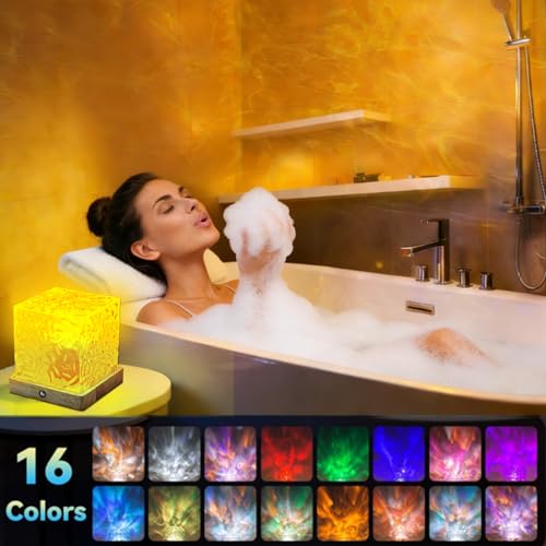 LETOUR Spa Like Shower Lamp,Rechargeable Shower Light 16 Color Changeable Ocean Wave Projector Lamp, Dimmable Waterproof S...