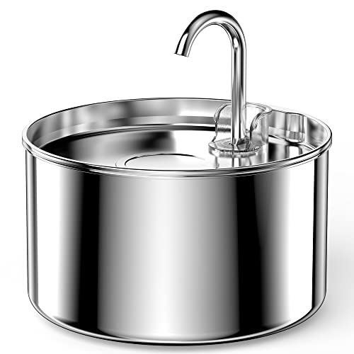 Stainless Steel Cat Water Fountain: Pet Fountains Indoor Metal Automatic Dispenser Cat Waterer Bowls Dog Faucet Bottle Pet...