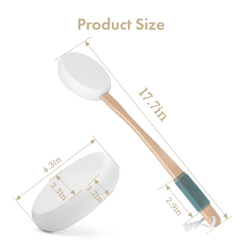 AmazerBath Lotion Applicator for Back, Feet, 4 Replacement Pads with 17" Curved Handle, Back Sunscreen Applicator for Kid...