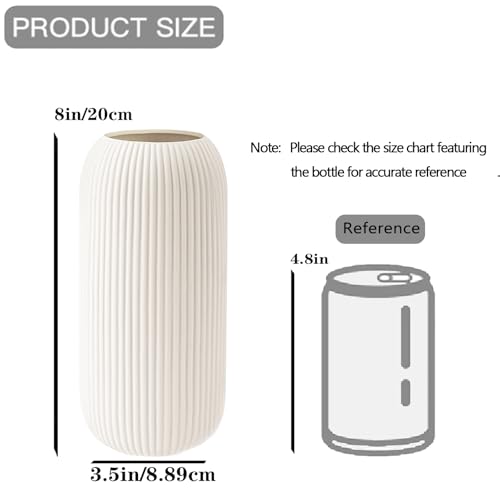 Ceramic Vase for Flowers – Modern Small Ribbed Textured Flower Vase for Home Decor, Pampas Grass, Decorative, Farmhouse, C...